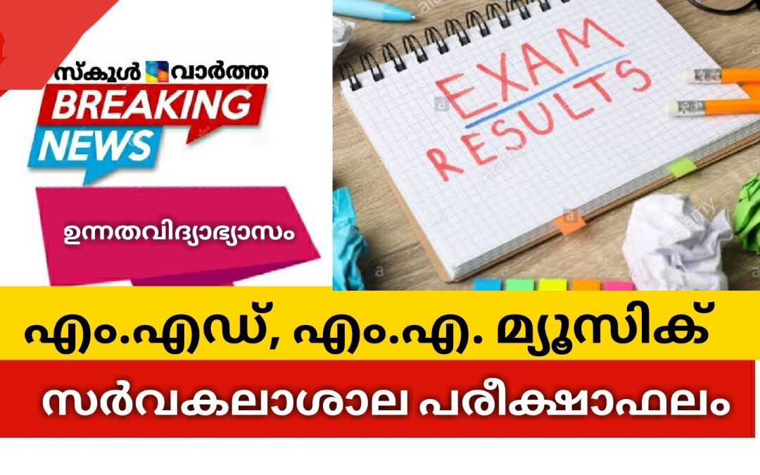 എം.എഡ്, എം.എ. മ്യൂസിക് പരീക്ഷാഫലം